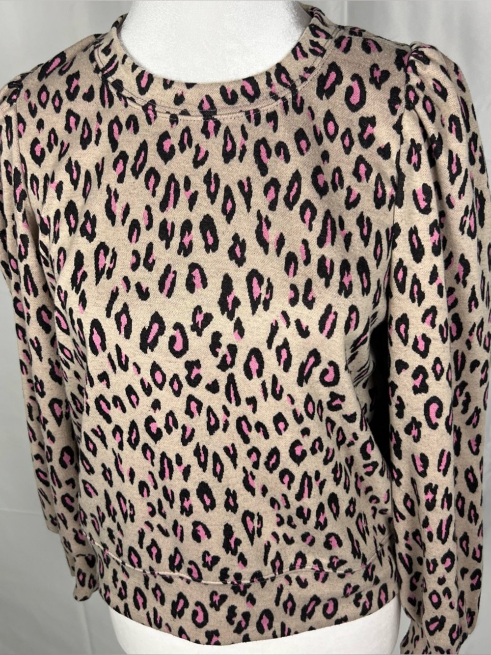 TCEC brown and pink long-sleeved top with ruffled shoulders